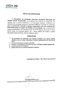 EDITAL DE CONVOCAÇÃO DO PARTIDO SOCIAL CRISTÃO – PSC EDITAL DE CONVOCAÇÃO DO PARTIDO SOCIAL CRISTÃO – PSC